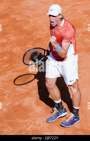 Rom, Italien. 13.. Mai 2022. Denis Shapovalov feiert während des Internazionali BNL D'Italia-Spiels zwischen Denis Shapovalov und Casper Ruud am 13. Mai 2022 im Foro Italico, Rom. Kredit: Giuseppe Maffia/Alamy Live Nachrichten Gutschrift: Giuseppe Maffia/Alamy Live Nachrichten Stockfoto