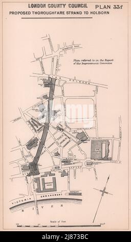 1897 Aldwych Kingsway alternativer Entwicklungsvorschlag 1 Strand-Holborn 1898 Karte Stockfoto