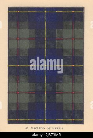 Macleod von Harris [und Dunvegan]. Schottischer Clan Tartan. KLEIN 8x11,5 cm 1937 Stockfoto
