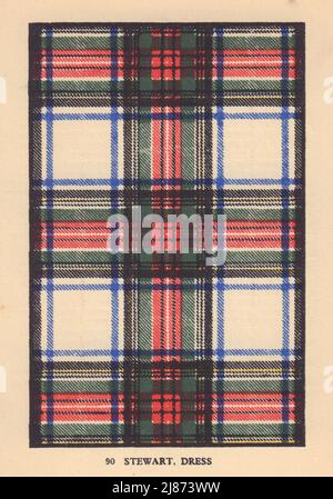 Stewart, Kleid. Schottischer Clan Tartan. KLEINER 8x11,5cm 1937 alter Vintage-Druck Stockfoto