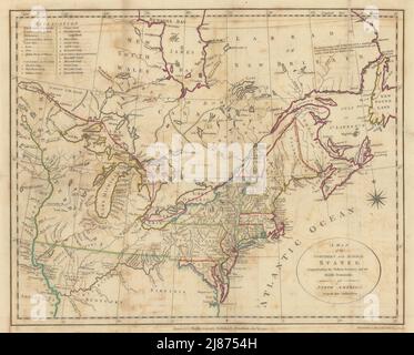 Die Nord- und Mittelstaaten, die das westliche Territorium verstehen… MORSE 1792-Karte Stockfoto