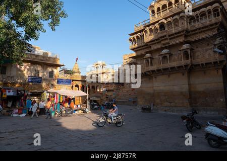 Jaisalmer, Rajasthan, Indien - 13. Oktober 2019 : Innenansicht von Jaisalmer Fort oder Sonar Quila oder Golden Fort, aus gelbem Sandstein, am Morgen Stockfoto