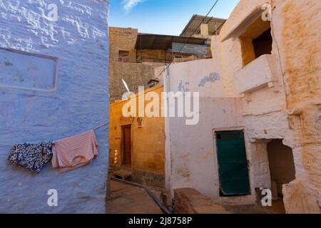 Jaisalmer, Rajasthan, Indien - 13. Oktober 2019 : Innenansicht von Jaisalmer Fort oder Sonar Quila oder Golden Fort, aus gelbem Sandstein, am Morgen Stockfoto