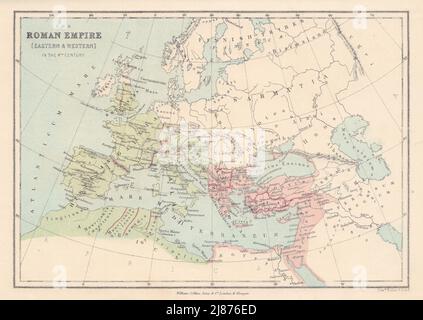 4.. JAHRHUNDERT EUROPA Römisches Reich Ostbyzantinisch & westlich. COLLINS 1873-Karte Stockfoto