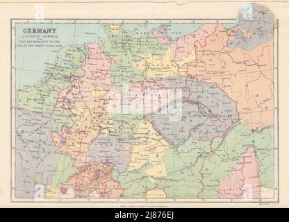 DEUTSCHLAND von der Reformation bis zum Ende des 30-jährigen Krieges. COLLINS 1873-Karte Stockfoto