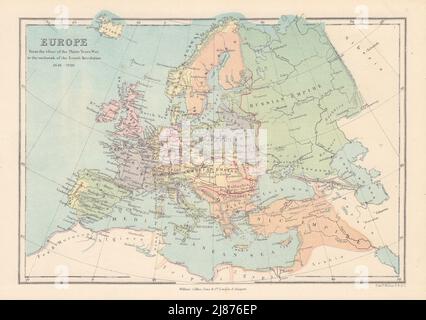 EUROPA 1648-1789 Osmanisches (osmanisches) Reich. Königreich Polen. COLLINS 1873-Karte Stockfoto