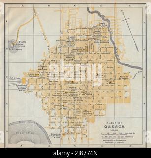Plano de OAXACA, Mexiko. Mapa de la ciudad. Stadtplan 1938 alt Stockfoto