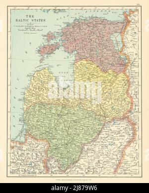Die Baltischen Staaten. Estland Lettland Litauen. STANFORD c1925 alte Vintage-Karte Stockfoto