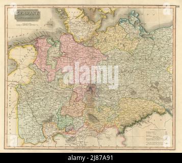 "Deutschland, nördlich der Mayne" (Main). Preußen Hannover Sachsen. THOMSON 1817 Karte Stockfoto