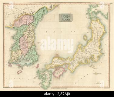 "Korea und Japan" von John Thomson. Ost-Asien. Korea 1817 alte Antike Landkarte Diagramm Stockfoto