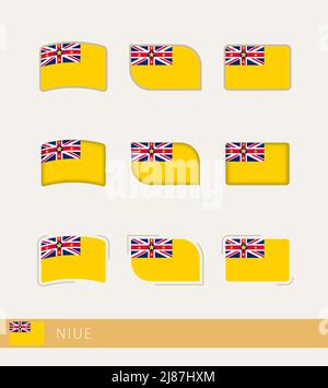 Vector Flaggen von Niue, Sammlung von Niue Flaggen. Vektorsymbol. Stock Vektor