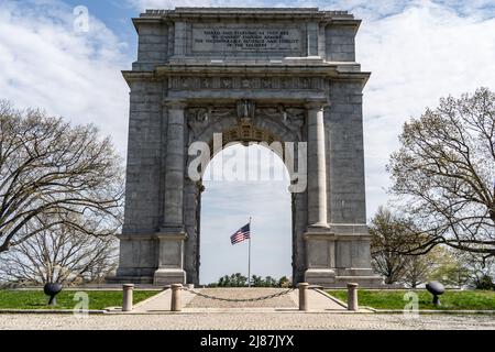 Der National Memorial Arch in Valley Forge ist ein Denkmal, das George Washington und der US-amerikanischen Kontinentalarmee gewidmet ist Stockfoto