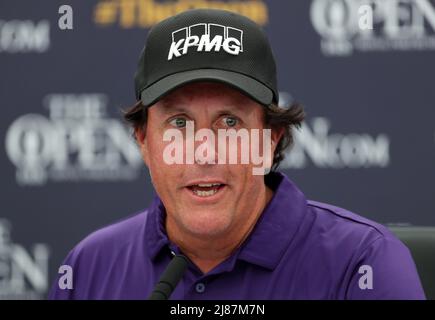 Fileboto vom 16-07-2019 des US-amerikanischen Phil Mickelson, der seinen Titel bei der US PGA Championship in Southern Hills nächste Woche nicht verteidigen wird, haben Turnierveranstalter angekündigt. Ausgabedatum: Freitag, 13. Mai 2022. Stockfoto