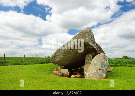 Die brownshill Dolmen, offiziell als Kernanstown Cromlech, eine großartige megalithische Granit capstone bekannt, mit einem Gewicht von über 103 Tonnen, in Ländern entfernt Stockfoto