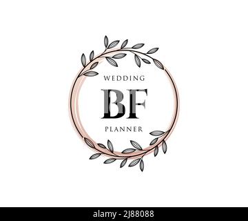 BF Initials Letter Hochzeitslogos Kollektion, handgezeichnete moderne minimalistische und florale Vorlagen für Einladungskarten, Save the Date, elegant Stock Vektor