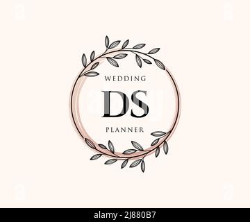 DS Initials Letter Hochzeit Monogram Logos Kollektion, handgezeichnete moderne minimalistische und florale Vorlagen für Einladungskarten, Save the Date, elegant Stock Vektor