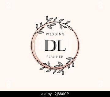 DL Initials Letter Hochzeit Monogram Logos Kollektion, handgezeichnete moderne minimalistische und florale Vorlagen für Einladungskarten, Save the Date, elegant Stock Vektor