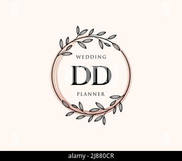 DD Initials Letter Hochzeit Monogram Logos Kollektion, handgezeichnete moderne minimalistische und florale Vorlagen für Einladungskarten, Save the Date, elegant Stock Vektor