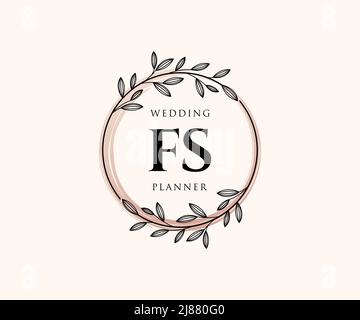 FS Initials Letter Hochzeit Monogram Logos Kollektion, handgezeichnete moderne minimalistische und florale Vorlagen für Einladungskarten, Save the Date, elegant Stock Vektor