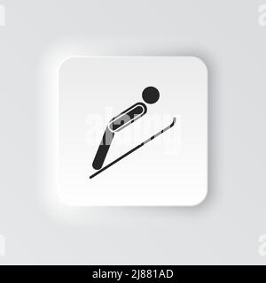 Symbol mit rechteckiger Schaltfläche „Sky Jumping“. Button Banner Rechteckiges Badge-Interface für Anwendungsdarstellung auf neomorphem Stil auf weißem Hintergrund Stock Vektor