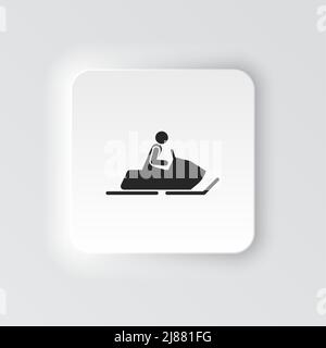 Rechteck Schaltfläche Symbol Schnee Motorrad. Button Banner Rechteckiges Badge-Interface für Anwendungsdarstellung auf neomorphem Stil auf weißem Hintergrund Stock Vektor