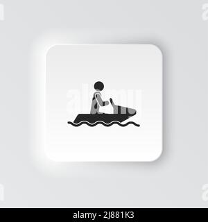 Rechteck Schaltfläche Symbol Schnee Motorrad. Button Banner Rechteckiges Badge-Interface für Anwendungsdarstellung auf neomorphem Stil auf weißem Hintergrund Stock Vektor