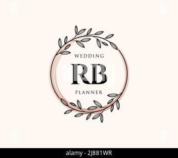 RB Initials Letter Hochzeit Monogram Logos Kollektion, handgezeichnete moderne minimalistische und florale Vorlagen für Einladungskarten, Save the Date, elegant Stock Vektor