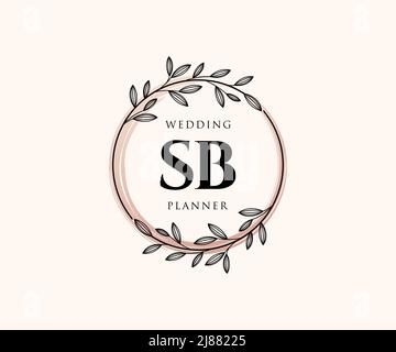 SB Initials Letter Hochzeit Monogram Logos Kollektion, handgezeichnete moderne minimalistische und florale Vorlagen für Einladungskarten, Save the Date, elegant Stock Vektor