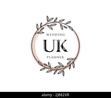 UK Initials Letter Hochzeit Monogram Logos Kollektion, handgezeichnete moderne minimalistische und florale Vorlagen für Einladungskarten, Save the Date, elegant Stock Vektor