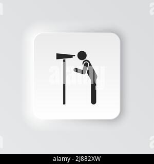 Symbolanzeige für rechteckige Schaltflächen. Button Banner Rechteckiges Badge-Interface für Anwendungsdarstellung auf neomorphem Stil auf weißem Hintergrund Stock Vektor