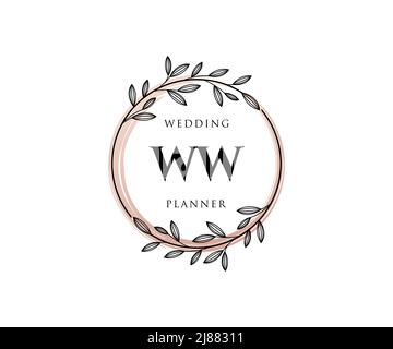 WW Initials Letter Hochzeit Monogram Logos Kollektion, handgezeichnete moderne minimalistische und florale Vorlagen für Einladungskarten, Save the Date, elegant Stock Vektor