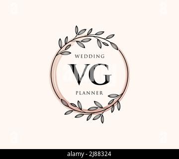 VG Initials Letter Hochzeit Monogram Logos Kollektion, handgezeichnete moderne minimalistische und florale Vorlagen für Einladungskarten, Save the Date, elegant Stock Vektor