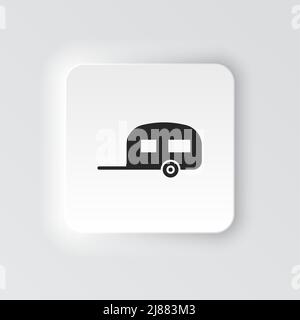 Symbol für rechteckige Schaltfläche Caravan. Button Banner Rechteckiges Badge-Interface für Anwendungsdarstellung auf neomorphem Stil auf weißem Hintergrund Stock Vektor
