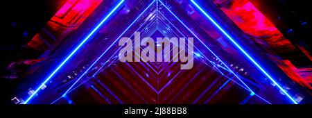 3D Render, Abstract futuristisch Sci-Fi holographisch neon glühend, Graphic digital Technology Hintergrund Stockfoto