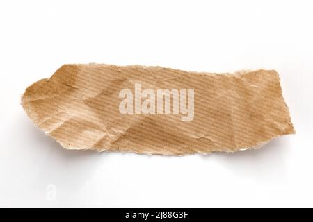 Recyceltes Papier Bastelstab auf weißem Hintergrund. Stockfoto