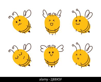 Sammlung Doodle niedlichen Bienen Vektor-Illustration Stock Vektor