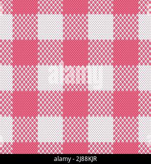Gingham gestrickt Textur Stoff Nahtloses Muster für Picknick oder Tischdecke blau vichy Karo kariert Vektor Illustration Stock Vektor