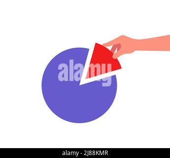 Konzept Investment Kreis Chart und Hand mit Stück Dividenden, Vektor-Illustration isoliert Stock Vektor