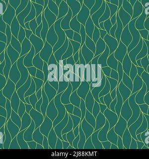 Wave Jade goldene Linie nahtlose Muster Vektor Illustration. Geometrische Umrisse welligen chinesischen Stil Hintergrund Stock Vektor