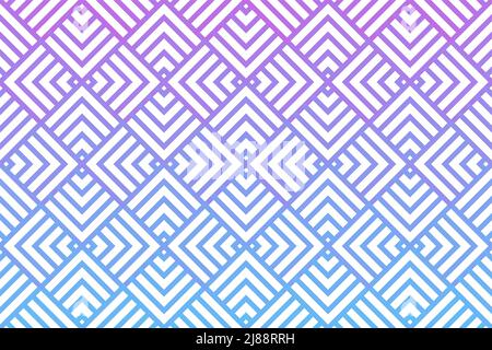 Abstraktes blauviolettes Polygonmuster, geometrisch gestreifter Pfeil Textur Hintergrund, Illustration, natürliche Linienkunst Stockfoto