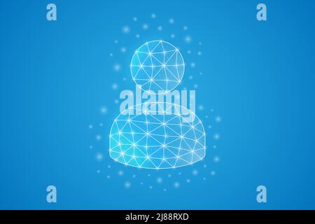Benutzer-Avatar Low-Poly-Symbol mit weißen verbundenen Punkten. 3D geometrisches polygonales Profil. Teamarbeit, Geschäftsmann Design Vektor Illustration. Stock Vektor