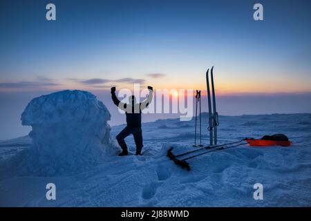 Auf dem Gipfel von Halti fiel, Enontekiö, Lappland, Finnland Stockfoto