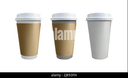 Kaffeetassen imitierten sich isoliert auf weißem Hintergrund. EPS 10 Stock Vektor