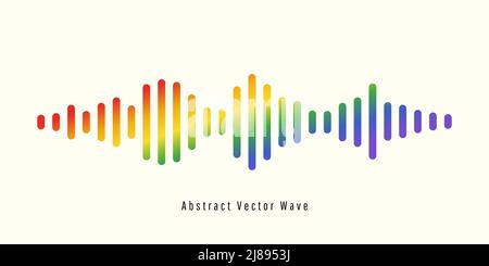 Farbenfrohe Signalwellen- oder Klangwellenausgleichswelle. Isolierter Hintergrund Design musikalische Schallwelle. Vektorgrafik. Stock Vektor