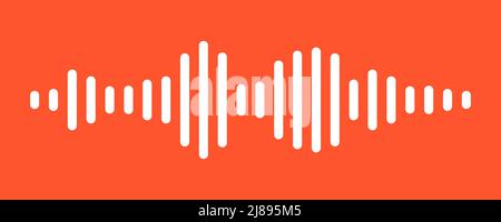 Wellen des Equalizers klingen auf rotem Hintergrund isoliert. Weißwelle oder Sprachnachricht. Vektorgrafik. Stock Vektor
