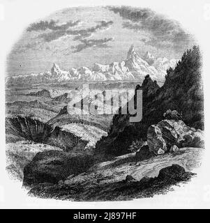 'Blick auf die Hindoo Coosh Mountains', c1891. Aus "Cassell's Illustrated History of India Vol. II", von James Grant. [Cassell Petter &amp; Galpin, London, Paris und New York] Stockfoto