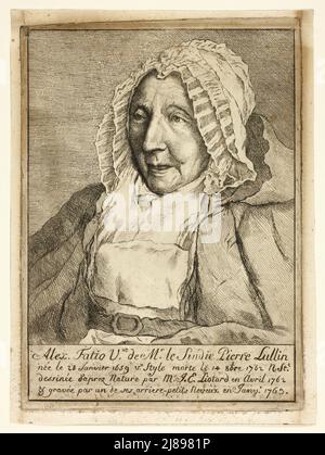 Madame Pierre Lullin-Fatio, 1763, nach einer Zeichnung vom April 1762. Stockfoto