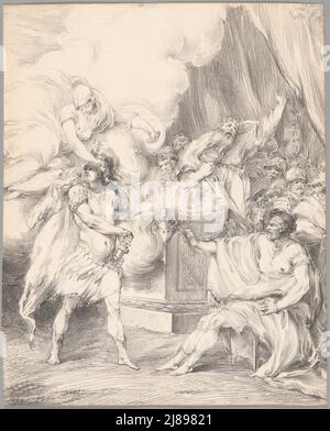 Achilles von Athene in Agamemnons Zelt zurückgehalten, aus Iliad, Buch I, 1765/66. Stockfoto