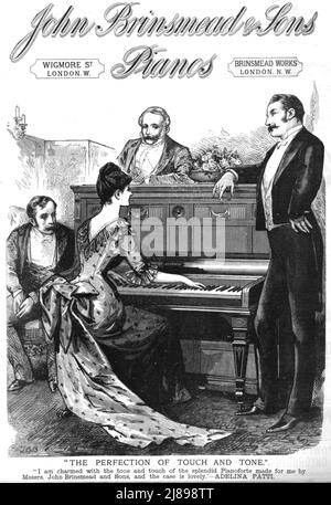 ''John Brinsmead &amp; Sons Pianos', 1888. Von „The Graphic. An Illustrated Weekly Newspaper Band 38. Juli bis Dezember, 1888'. Stockfoto