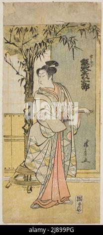 Der Schauspieler Bando Hikosaburo III als Kichisaburo im Stück "Junshoku Edo Murasaki", das im ersten Monat, 1779, 1779, im Ichimura Theater aufgeführt wurde. Stockfoto